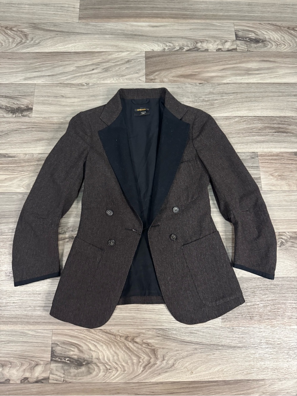 Diesel Black Gold Made in Italy Wool Blend Minimalist Structured Blazer Size XS